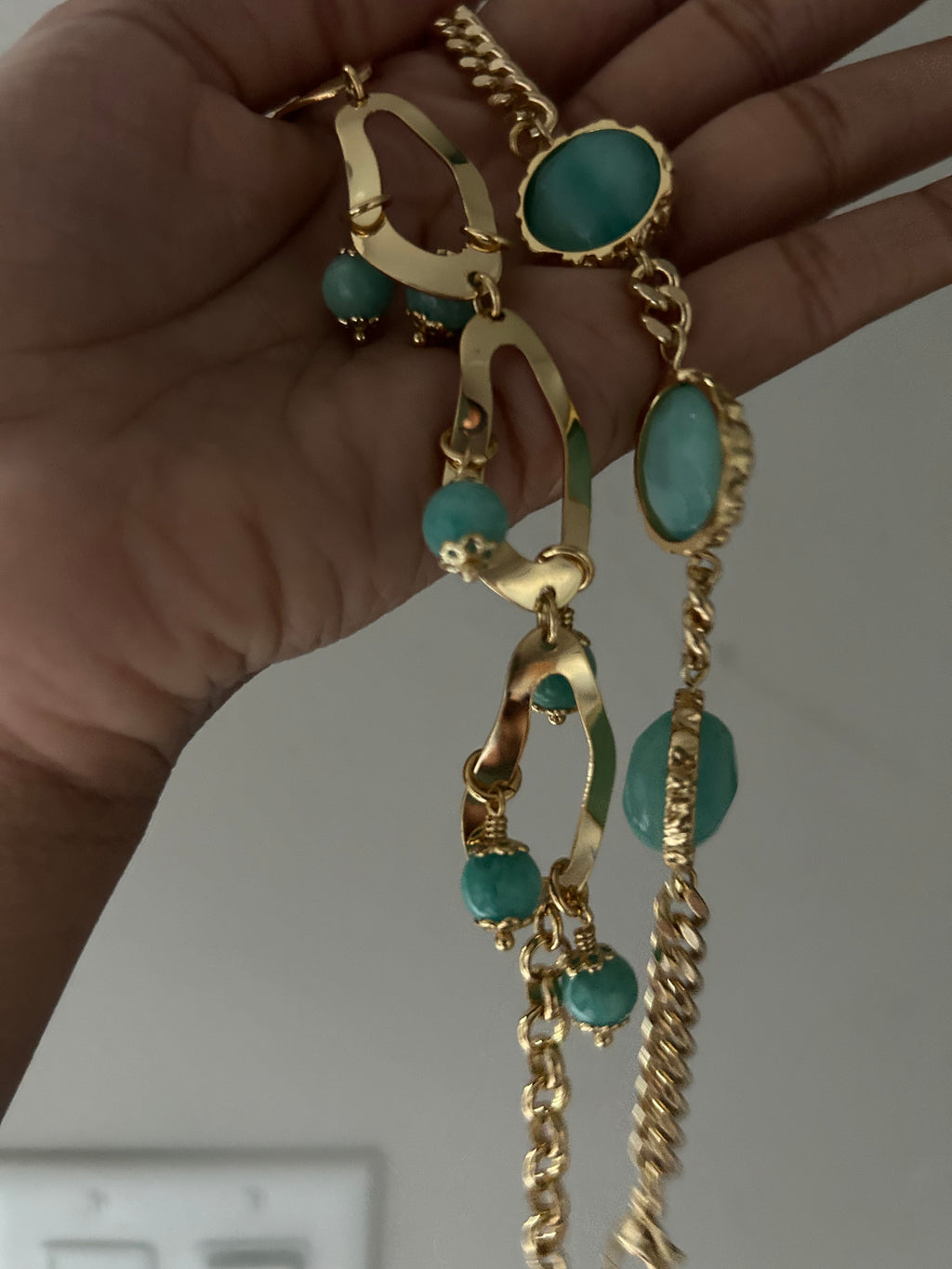 Teal curb bracelet