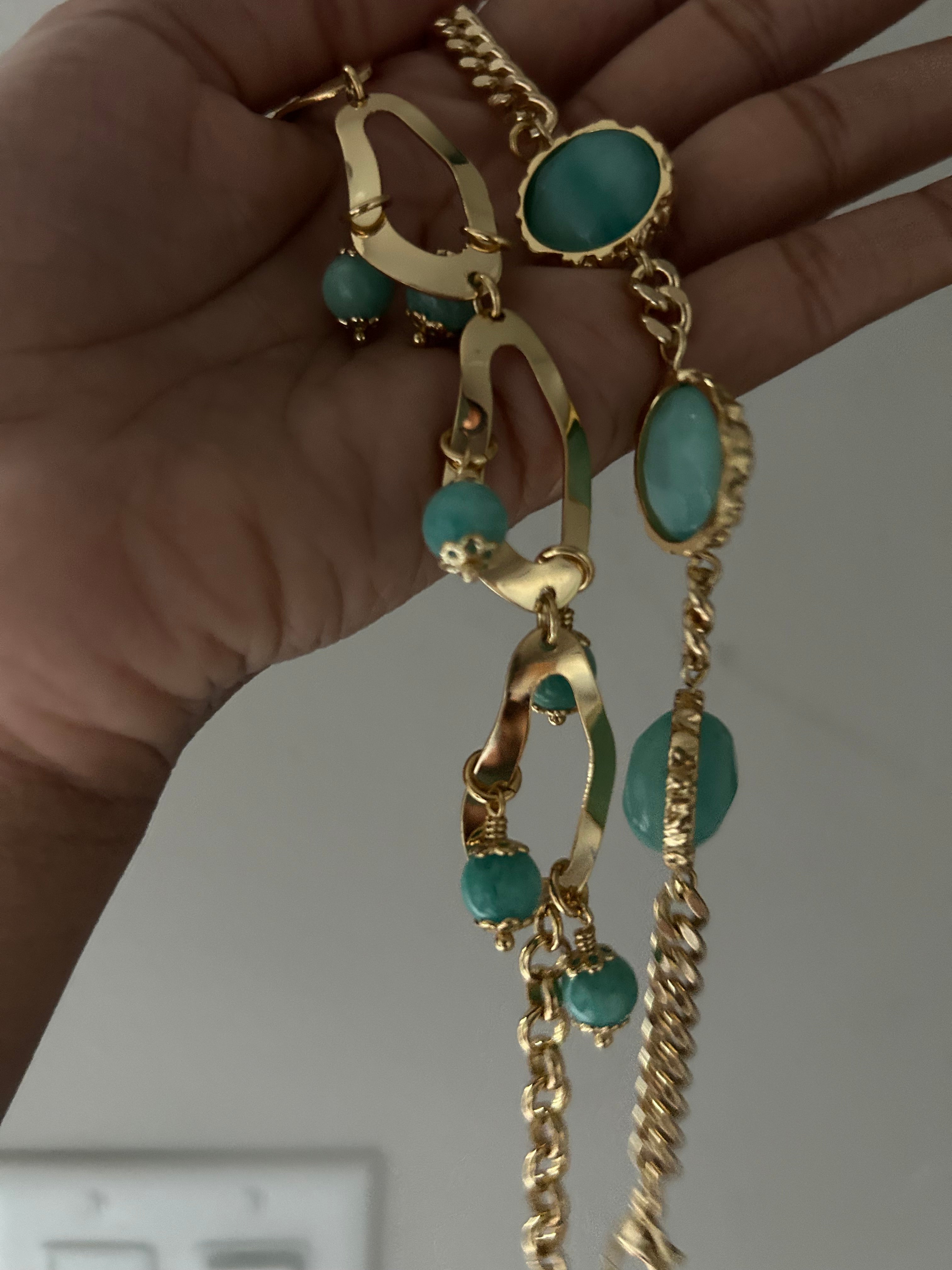 Teal curb bracelet