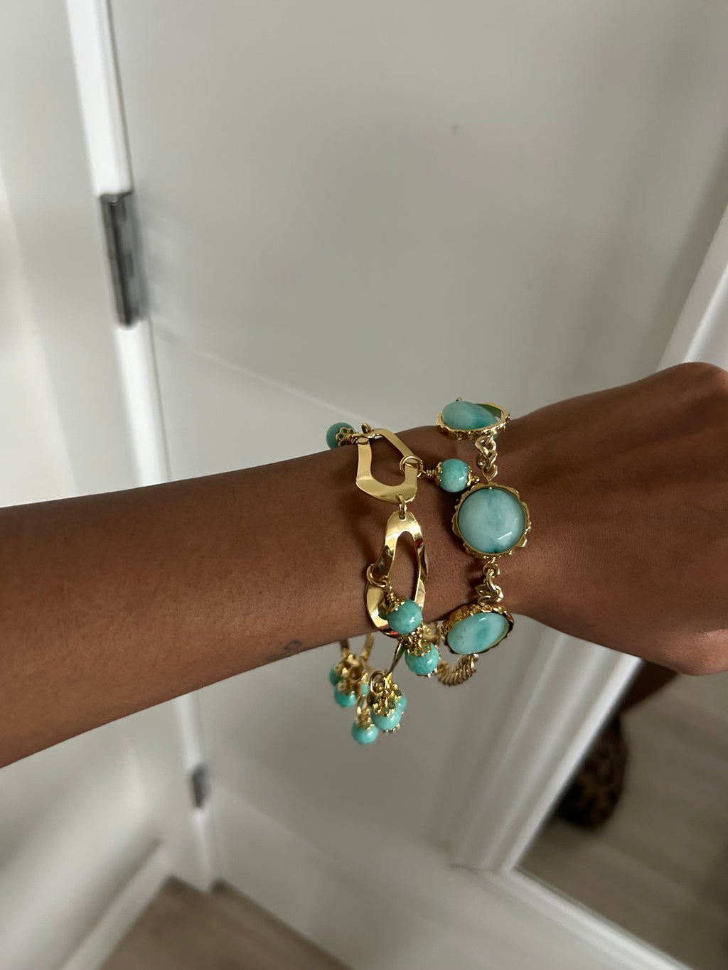 Teal curb bracelet