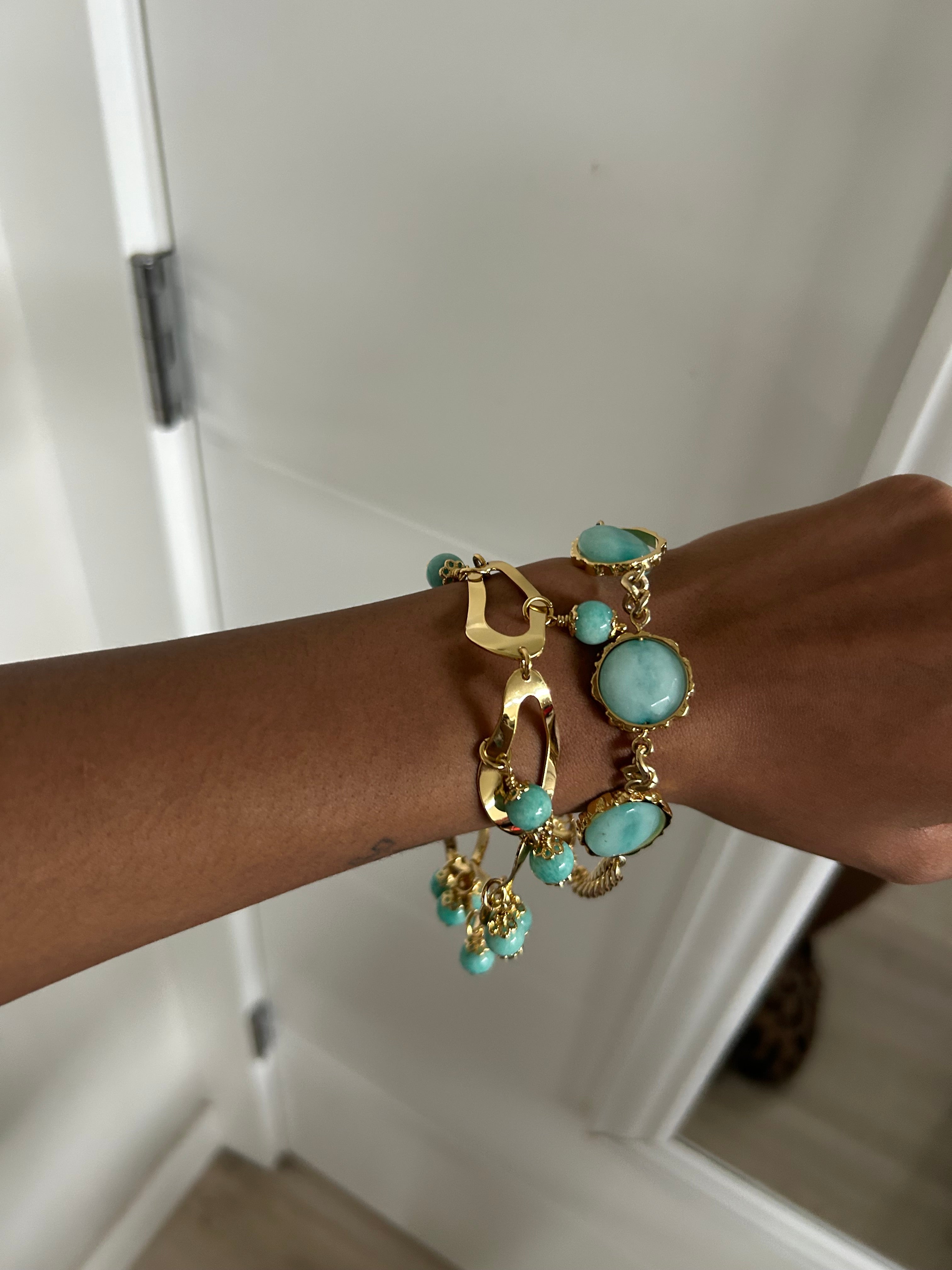 Teal curb bracelet